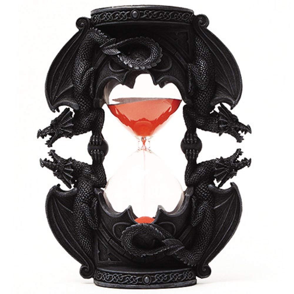Ptc 7.38 Inch Black Dual Dragon Sand Timer Hourglass Statue Figurine