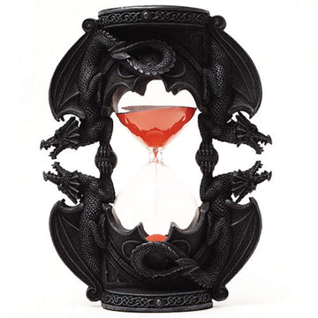 Ptc 7.38 Inch Black Dual Dragon Sand Timer Hourglass Statue Figurine
