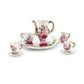 Dollhouse 1:6 Porcelain Tea Cup Sets 8 Pcs Set Miniature Ceramics Dollhouse Accessories Flower Pattern Teapot Platter Dish Sets