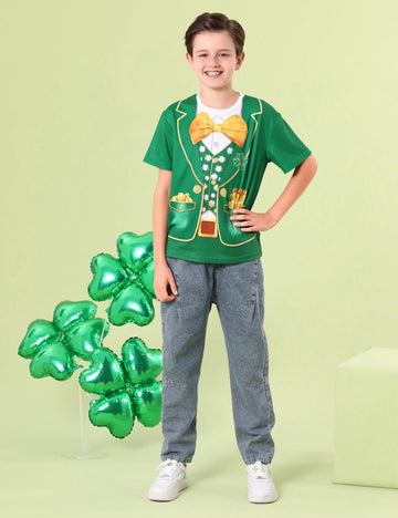 COSLAND Boys' St Patricks Day Shirt for Kids Novelty Top, Green, Small