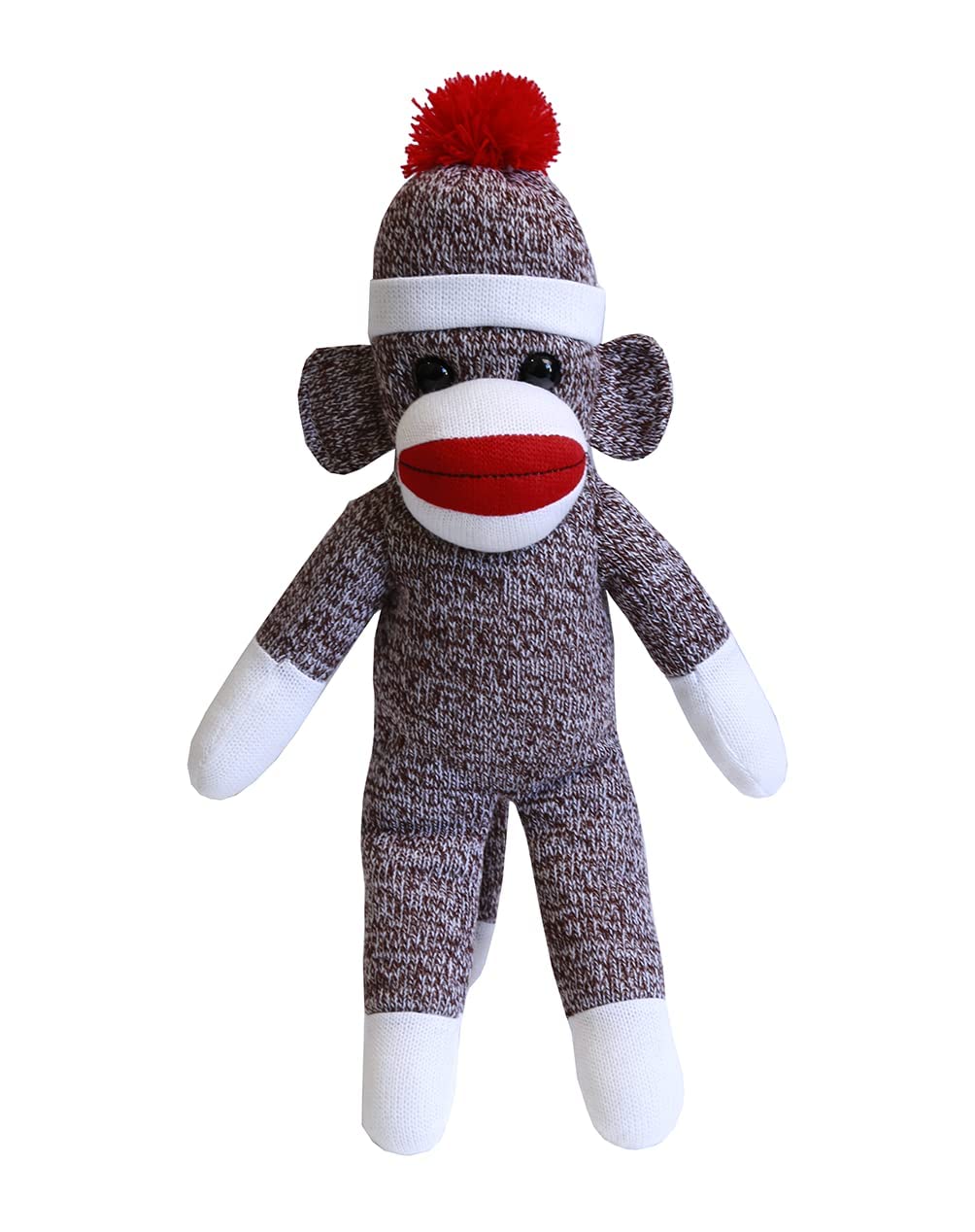 Plushland Adorable Sock Monkey, The Original Traditional Hand Knitted Stuffed Animal Toy Gift-For Kids, Babies, Teens, Girls And Boys Baby Doll Present Puppet (16'' Brown)
