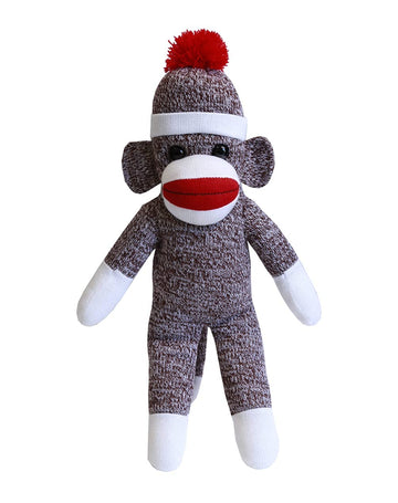 Plushland Adorable Sock Monkey, The Original Traditional Hand Knitted Stuffed Animal Toy Gift-For Kids, Babies, Teens, Girls And Boys Baby Doll Present Puppet (16'' Brown)