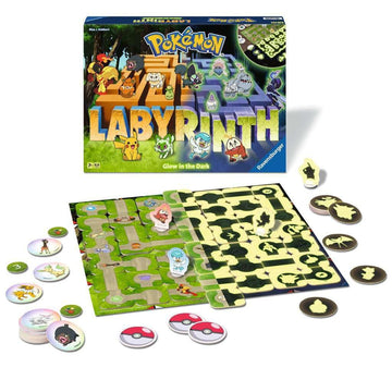 Ravensburger 22705 - Pokémon Labyrinth Glow In The Dark - Sliding Fun With Your Favorite Pokémon - Playable In Light And Dark For 2-4 Players Ages 7 And Up