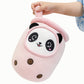 Niuniu Daddy Boba Plushies With Panda Face-13.7Inches Large Pink Cream Bubble Tea With Straw Stuffed Animals-Soft Kawaii Milk Te