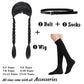 Grivos Black Costume Girls,Little Kid Dress For Kids Black Outfit Halloween Costumes Cosplay Party With Belt Wig Socks 4-14Y