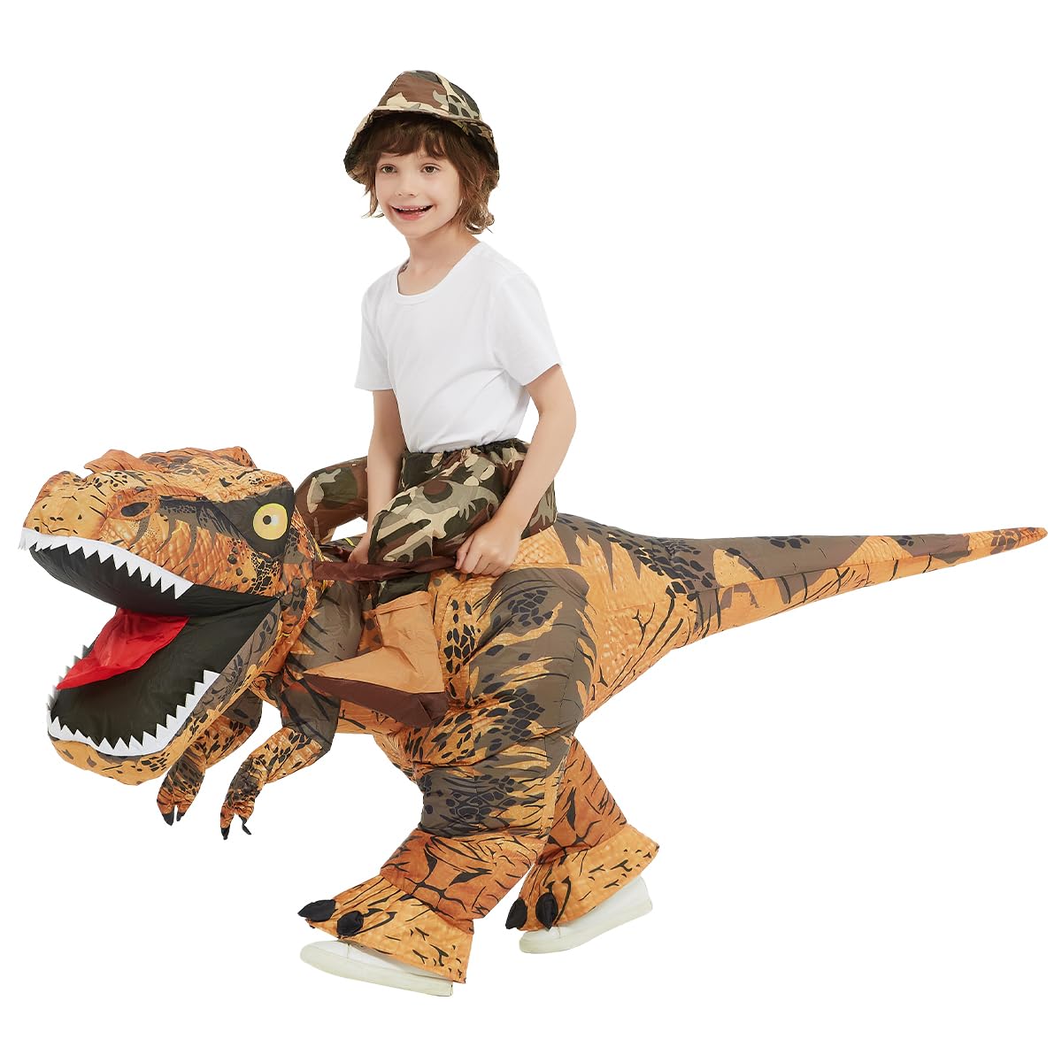 Goosh Inflatable Dinosaur Costume Kids Halloween Blow Up Costume For Boy Girl Funny Riding T Rex For Party Cosplay (2-3Yrs)