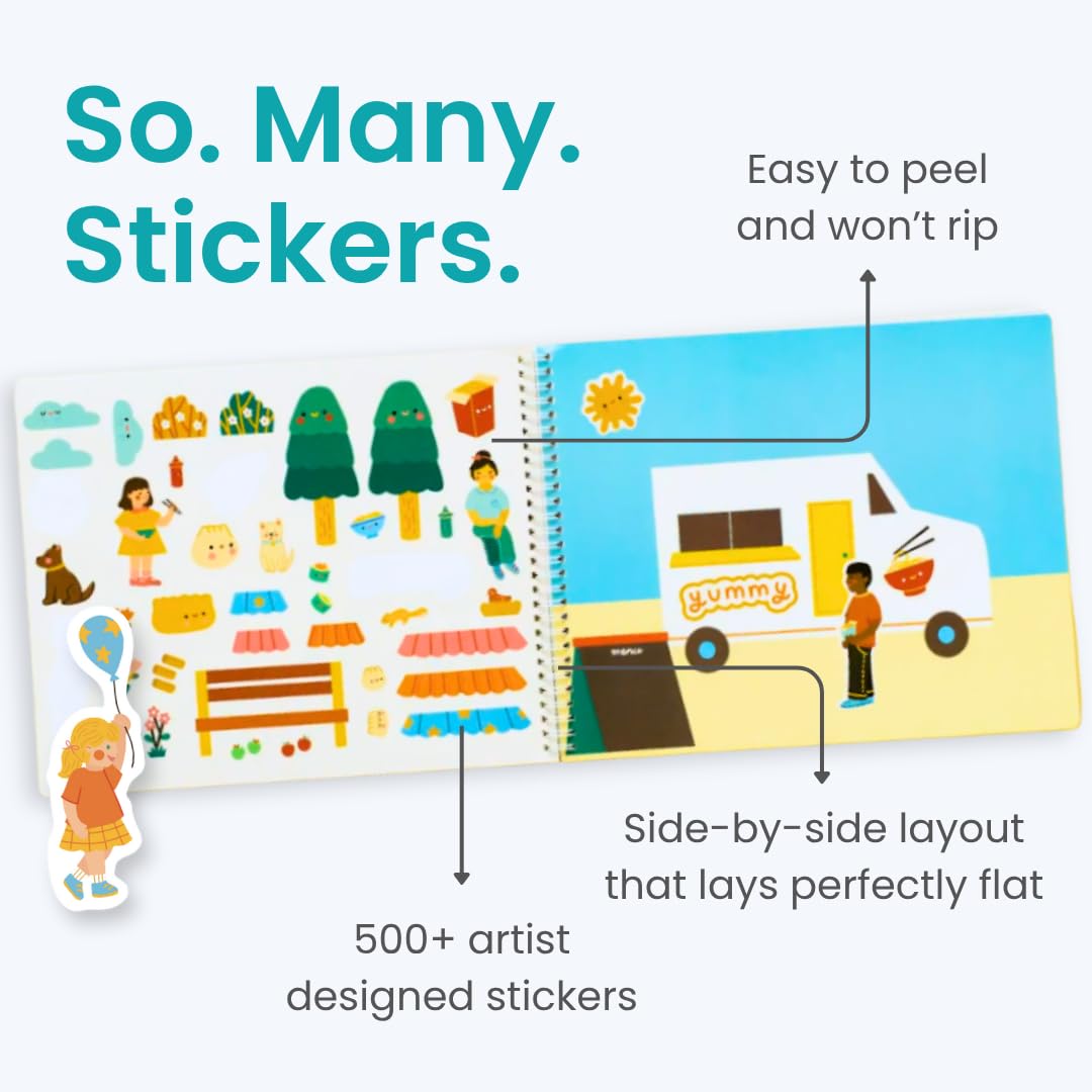 CUPKIN Food Truck Sticker & Coloring Book - 500+ Stickers, 12 Scenes, Paper, Ages 4-10
