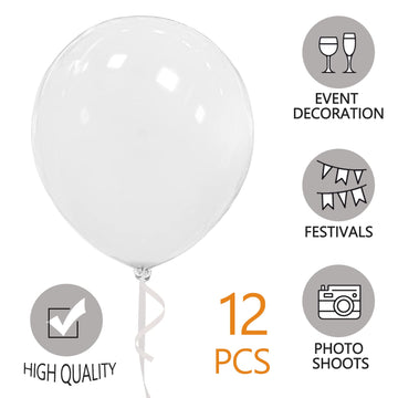 White Balloons 18 Inch 12 Pack Large Latex Party Balloons Round Helium Balloon For Wedding Birthday Party Baby Shower Engagement