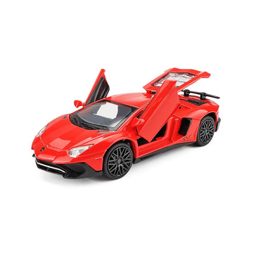 Lambo Toy Car Model Red Aventador Pull Back Vehicles Diecast with Light & Sound