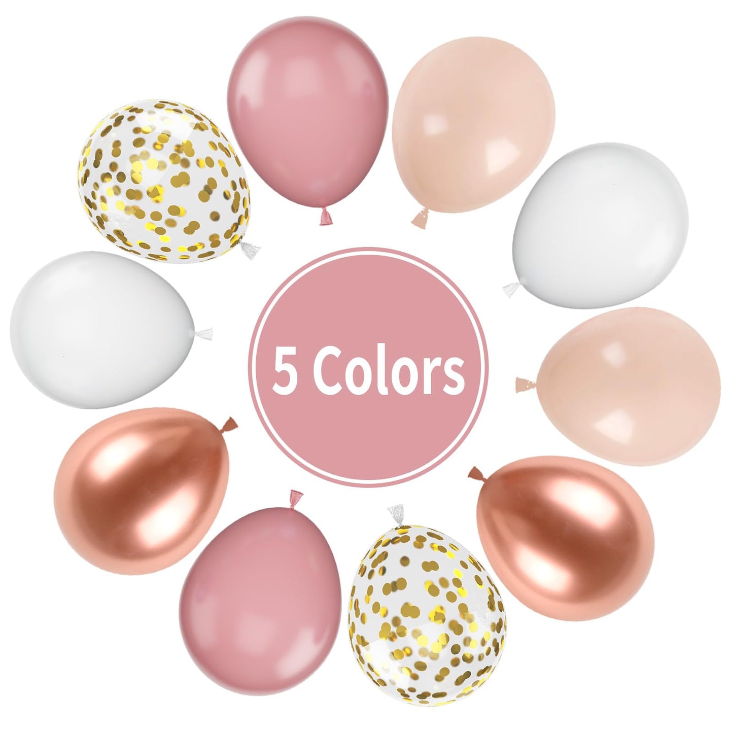 Dusty Pink Balloons, 55Pcs Blush Pink Party Balloons 12 Inch Metallic Rose Gold White Latex Balloons Retro Pink Rose Gold Balloo