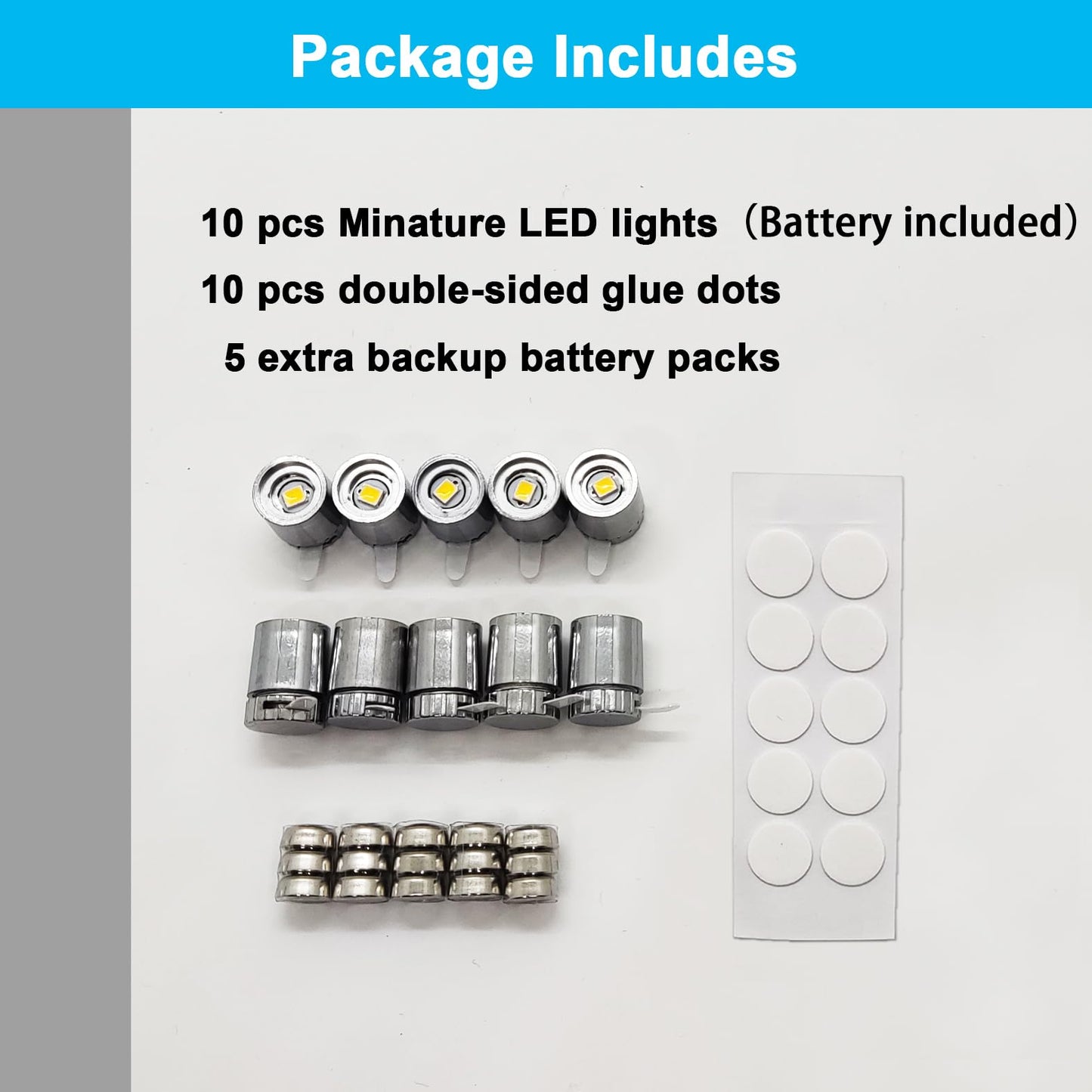 SUZEYAR 10 pcs Miniature Led Lights,Tiny Lights for Hand Craft/DIY,Miniature Lights Battery Powered, Dollhouse Light,Miniature L