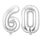 Flyloons 60 number Silver Foil Balloon 16 inch Size Birthday Decoration Items Pack of 2 | 60th Year Balloons | Sixty