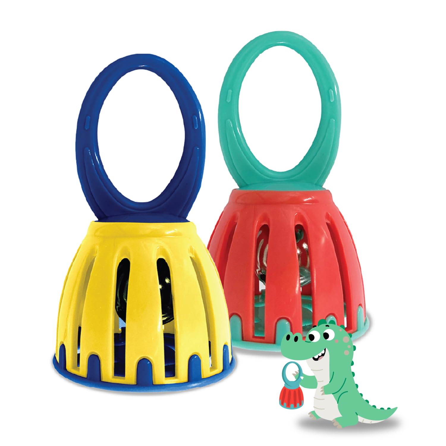 Edushape Maracas For Baby Set Of 2 - Boho Chic Colors - Toddler And Kids Maracas - Musical Instrument For Babies Baby Shaker Toy