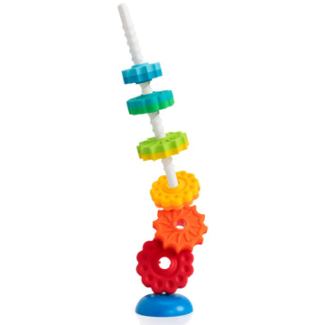 Fat Brain Toys SpinAgain - Multi Color Stacking & Spinning Toy for Toddlers, Model FA110-1, Made from Durable ABS Plastic