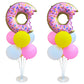 Donut Table Centerpiece Balloons Stand Kit 2 Sets With 2 Doughnut Foil Balloons And 14 Latex Pastel Balloons For Donut Time Deco