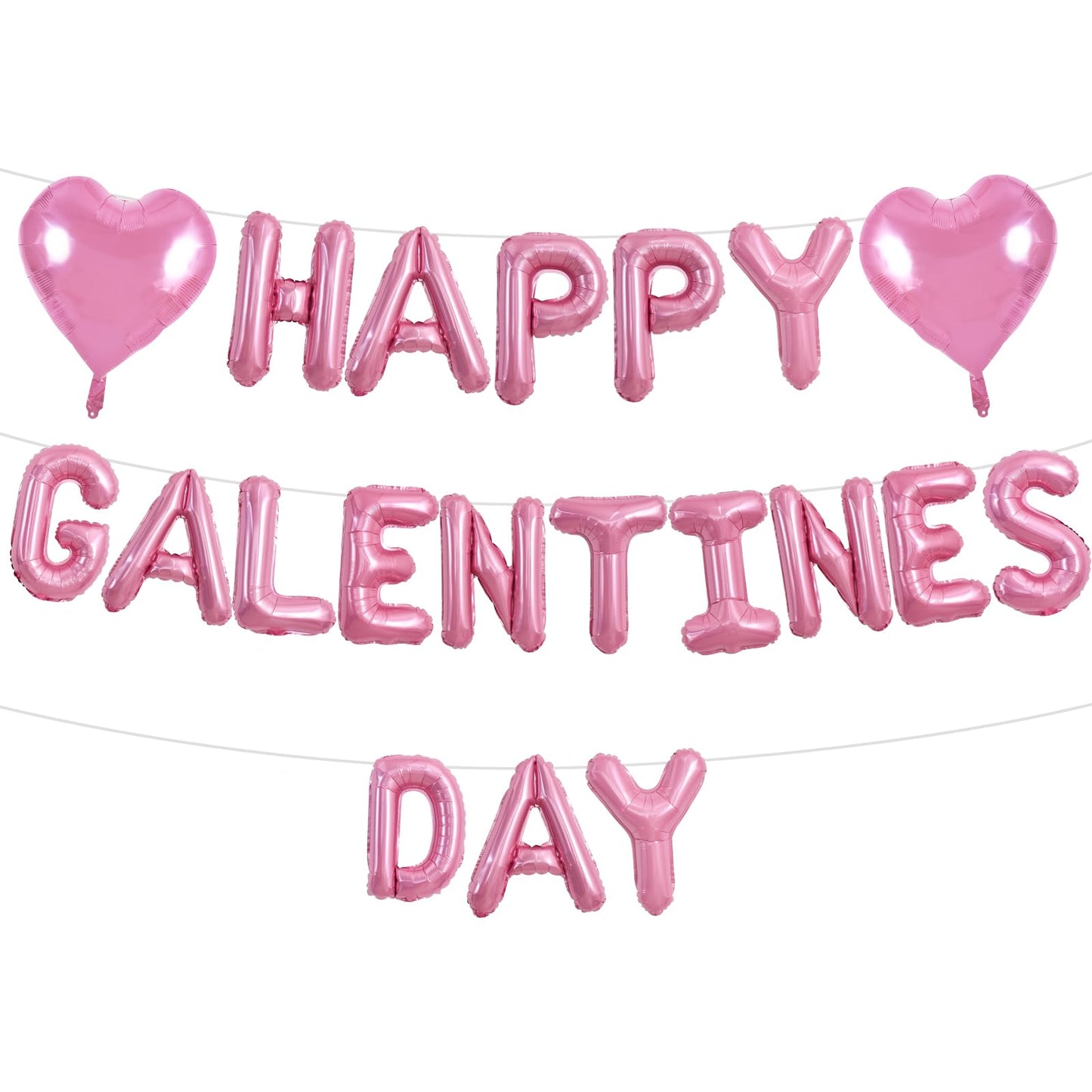 TONIFUL 16 Inch Pink Happy Galentine s Day Letter Balloons Valentine s Day Foil Alphabet Balloons Banner for Wedding Bridal Sh