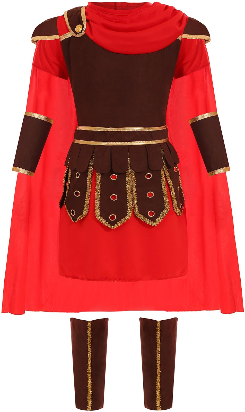 Gorkonpy Knight Costume Kids Boys Roman Soldier Gladiator Costume Halloween Party Dress Up (8-9 Years)