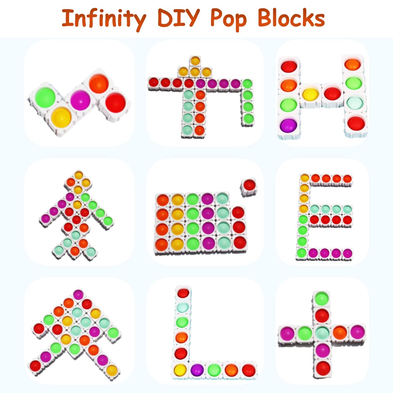 24 Pcs Fidget Blocks, Push Silicone Popper Fidget Sensory Toy, Infinity Diy Pop Building Blocks, Great Tool For Classroom (White