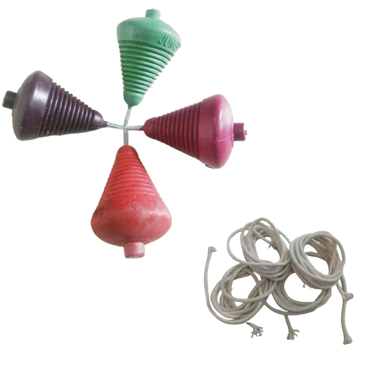 ZOKCY (Pack of 4 Pcs) Plastic Spinning Lattu with Thread for Kids/lattoo Toy/Plastic Spinning Lattu with Thread/Traditional Indi
