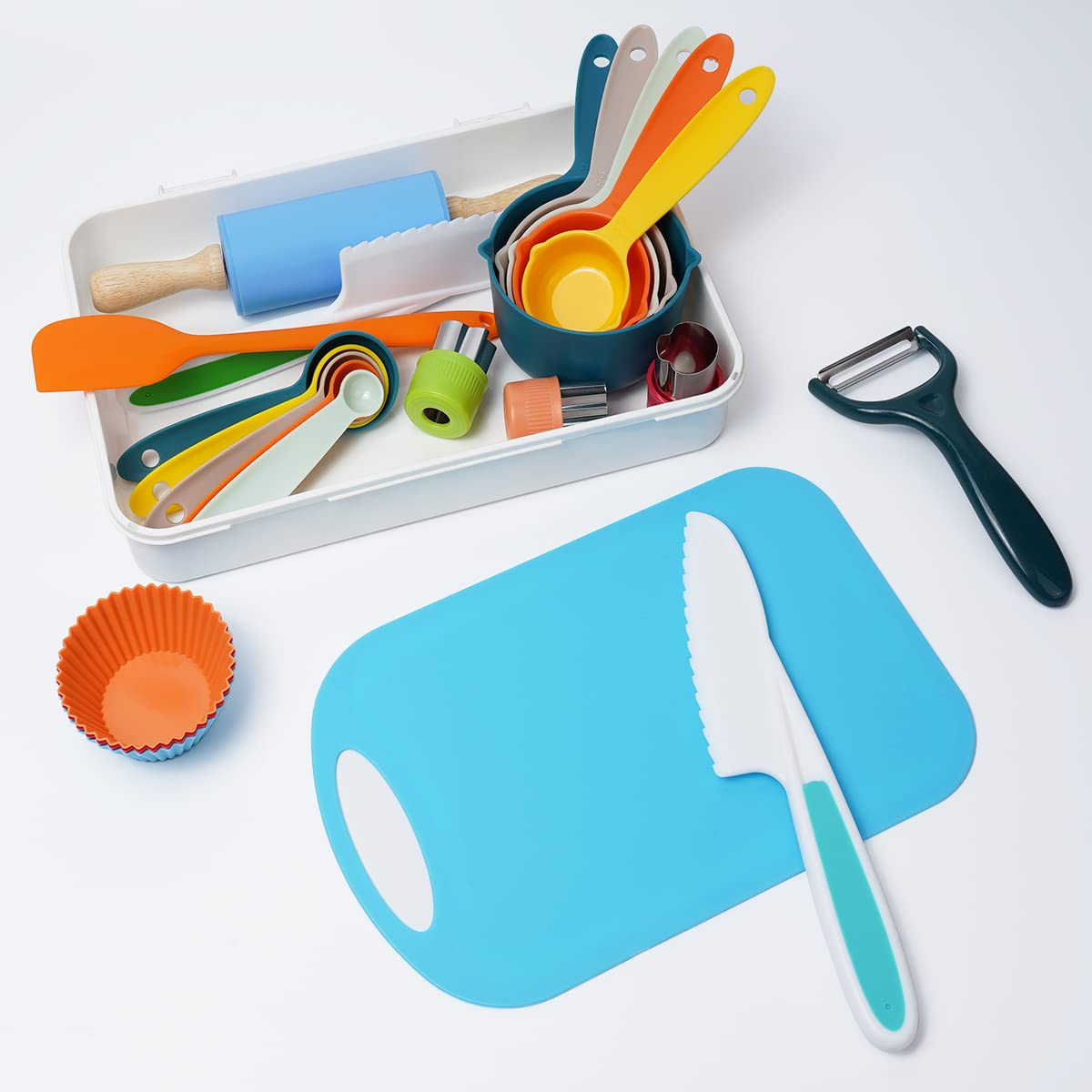Kids Cooking And Baking Supplies Set With Gift Storage Box, Complete Junior Chef Cooking Kit, Girls & Boys Childrens Real Bakeware Accessories, Real Cookware And Baking Utensils Sets For Kids