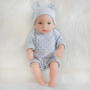Ena Reborn Baby Doll Realistic Silicone Vinyl Baby 10 Inch Weighted Soft Body Lifelike Doll Gift Set For Ages 3+ (Blue Star Boy, 10 Inch)