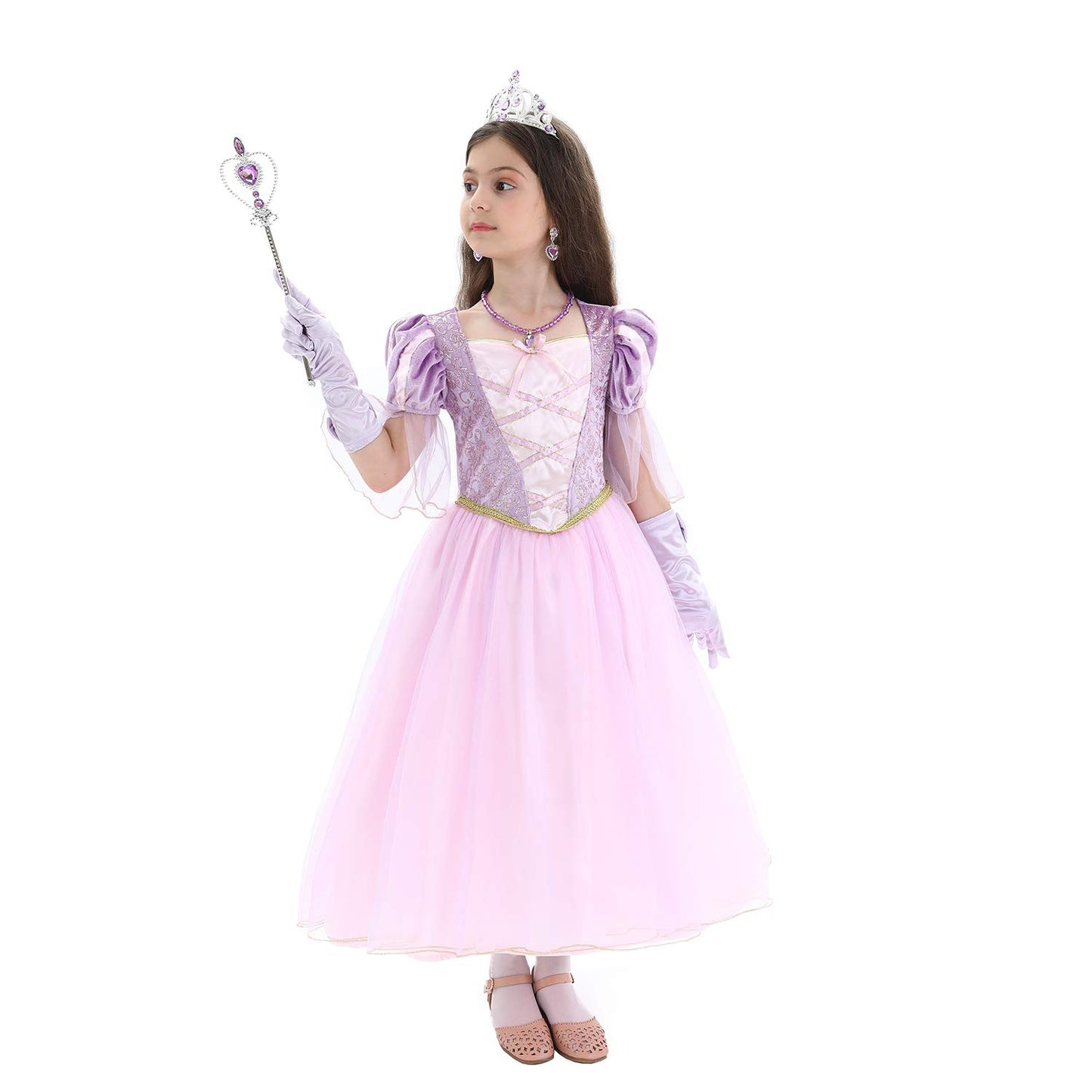 Spunicos Toddlers Girls Deluxe Rapunzel Princess Dress Up Costume With Accessories Toddler 3-4