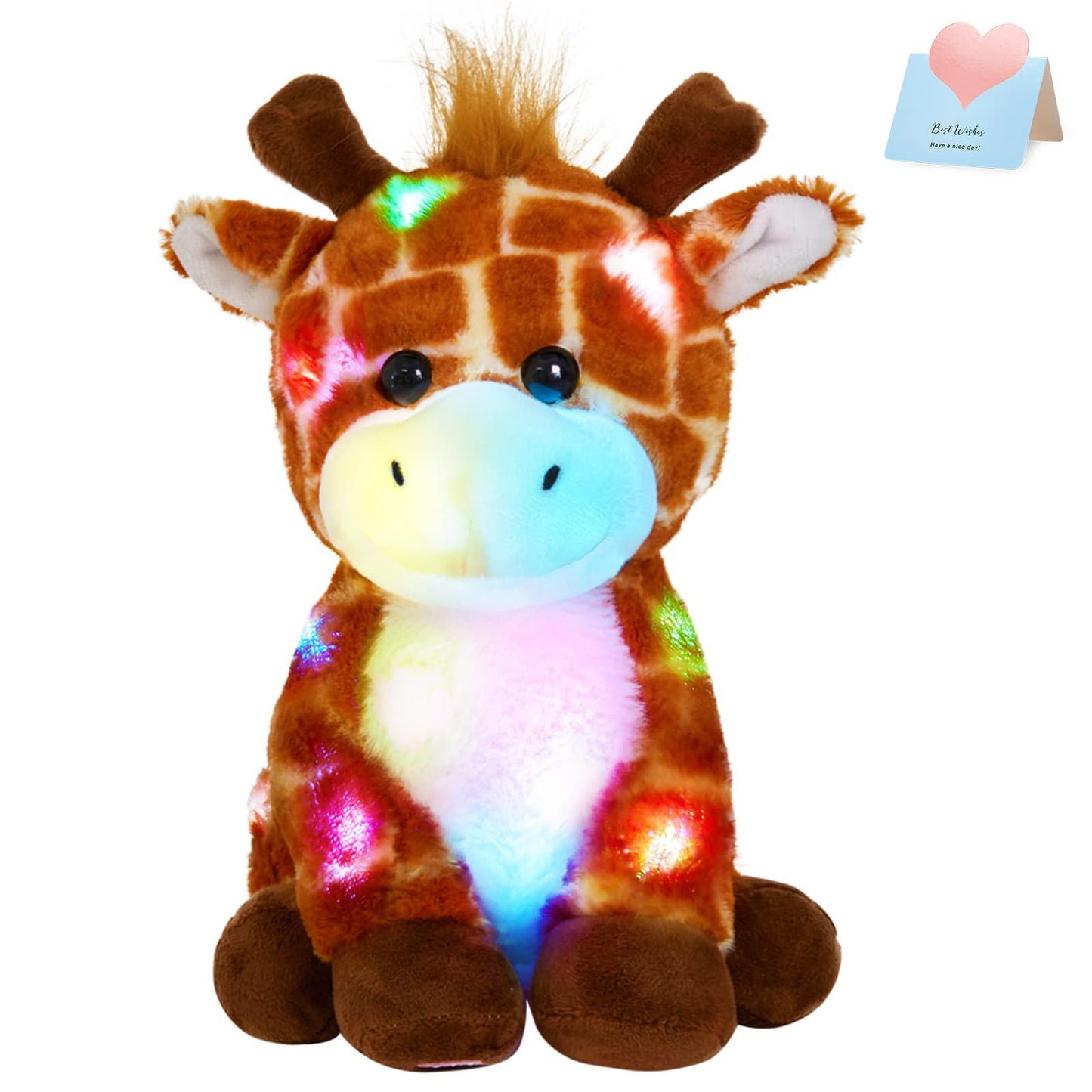 Glow Guards Giraffe Plush Toy with LED Night Light, 12'' Soft Glow in Dark Stuffed Animal, Ideal Birthday Gift for Toddlers and Kids