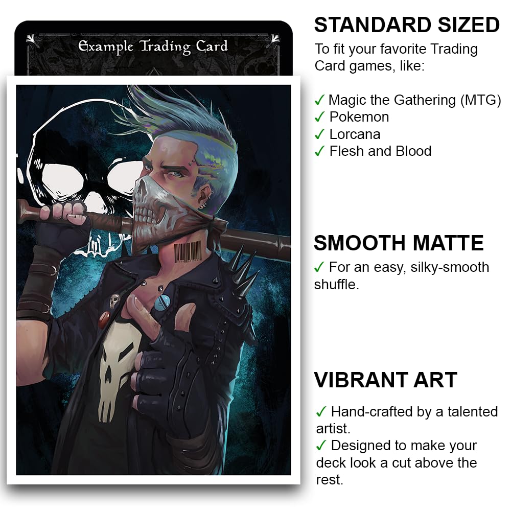 Fantasy North - Sid Wilde - Skull Gang Member - 100 Smooth Matte Tcg Trading Card Sleeves - Fits Magic Mtg Commander Pokemon And