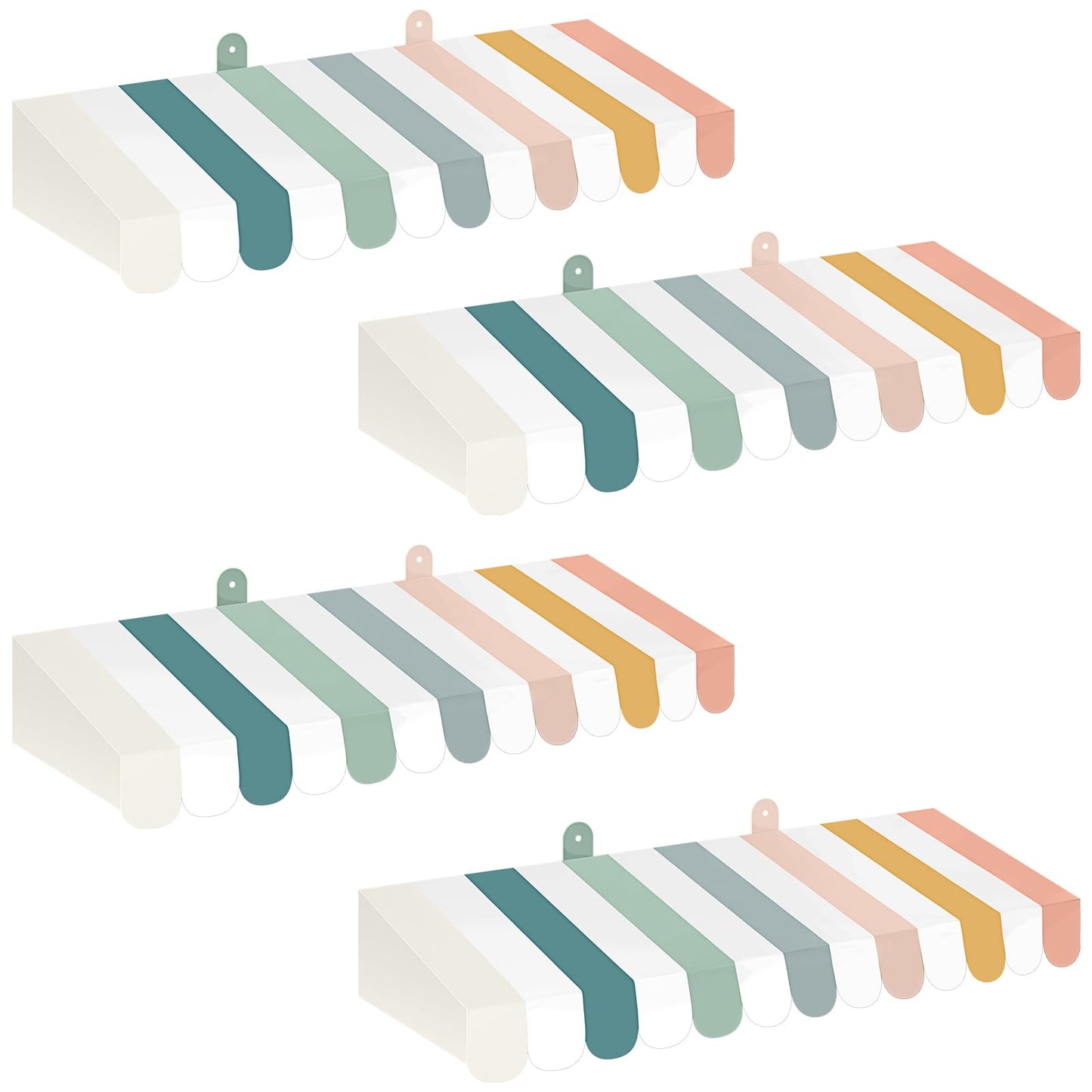 Boao 4 Pack Circus Awning Decoration 3D Stripe Cardboard Awning Carnival Wall Decor Circus Party Favors for Lemonade Stand Baker