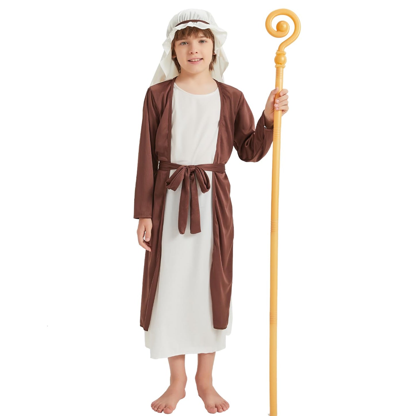 JUICYRAUL Boy Saint Joseph Costume,Biblical Religious Fancy Dress,Shepherd Costume,Perfect for Easter Halloween,Suit for 3+years