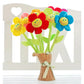 Colorful Plush Flower Bouquet with Bendable Stems, Happy Smiley Face Sunflower Plushie Gift for Kids, Baby Girls & Toddlers (Pin