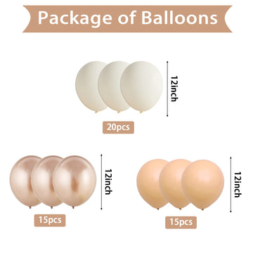 Beige Balloons,12 Inch 50Pcs Cream Balloons Nude Balloons Beige Sand White Balloons Sand Gold Balloons Metallic Gold Balloons Wi