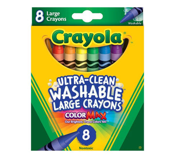 Crayola 523280 Ultra-Clean Washable Crayons, Large, 8 Colors/Box