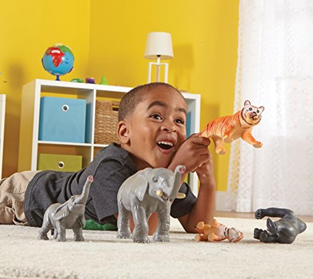 Learning Resources Jumbo Jungle Animals Set - Elephants, Gorillas, Tigers, Multi-color, Large, Plastic, Model LER0839