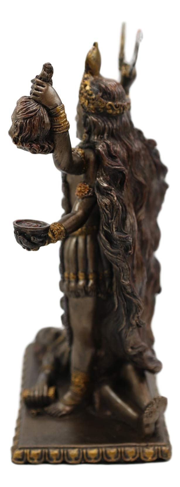 Ebros Gift Hindu Goddess Kali Statue, Medium Bronze Patina Hand Painted Resin Figurine, Altar Decor, Trampling Over Lord Shiva