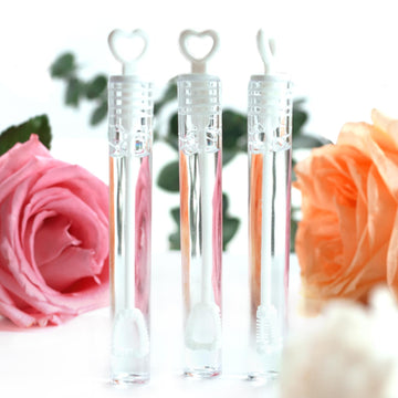 105 Pcs Mini White Heart Bubble Wands Party Favors,Mini Bubble Wands For Weddings,Anniversaries,Valentine'S Day,Celebrations,Eng