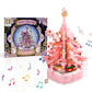 Christmas Tree Building Blocks, Christmas Music Box With Led Light Rotating Christmas Bricks Toy For Boys Girls, Pink Christmas
