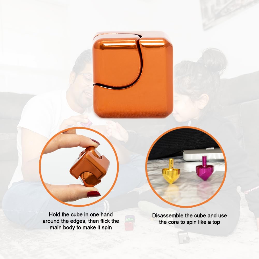 Cube Spinner Fidget Toy - Relieves Anxiety, ADHD, Stress & Boosts Focus - Durable Metal EDC, Fun & Quiet - Ideal for Kids & Adul