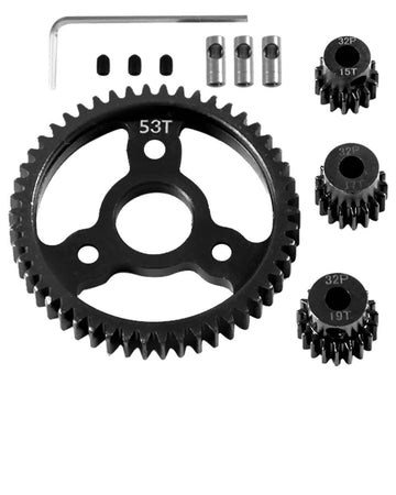 RCMYou 52T Spur Gear 0.8h(32-Pitch)#45 Steel Transmission Gears Spur Gear with 15T/17T/19T Metal Pinions Gear Upgrades Part for 