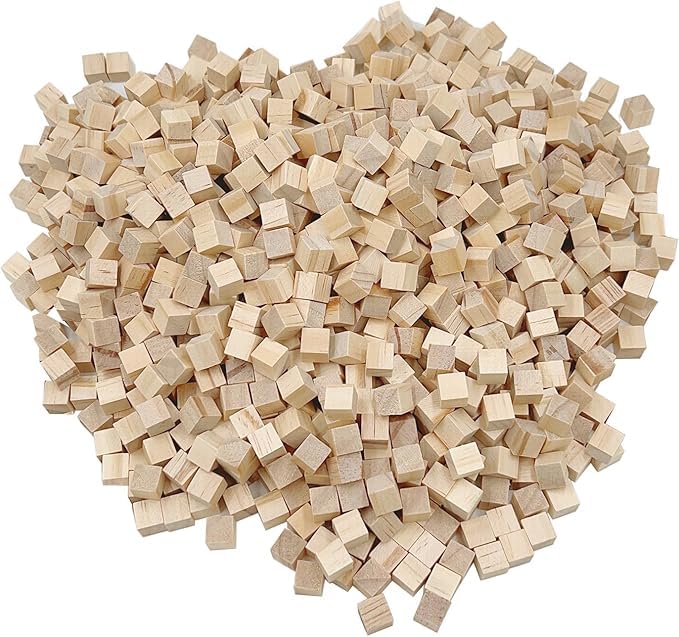 Unfinished Wood Blocks For Crafts, 0.5 X 0.5 X 0.5 Inch Pine Wood Board Wooden Cubes Blocks Craft Panels For Art And Crafts, Eng