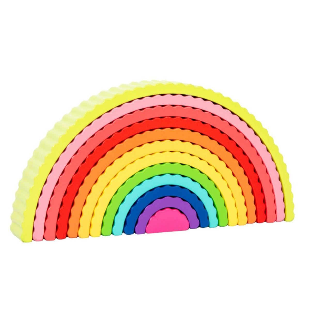 Ribbed Edges Wooden Rainbow Stacker Nested Pieces Wooden Rainbow Arch Stacking Toy Smooth Finish Educational Stacking Arches, Ra