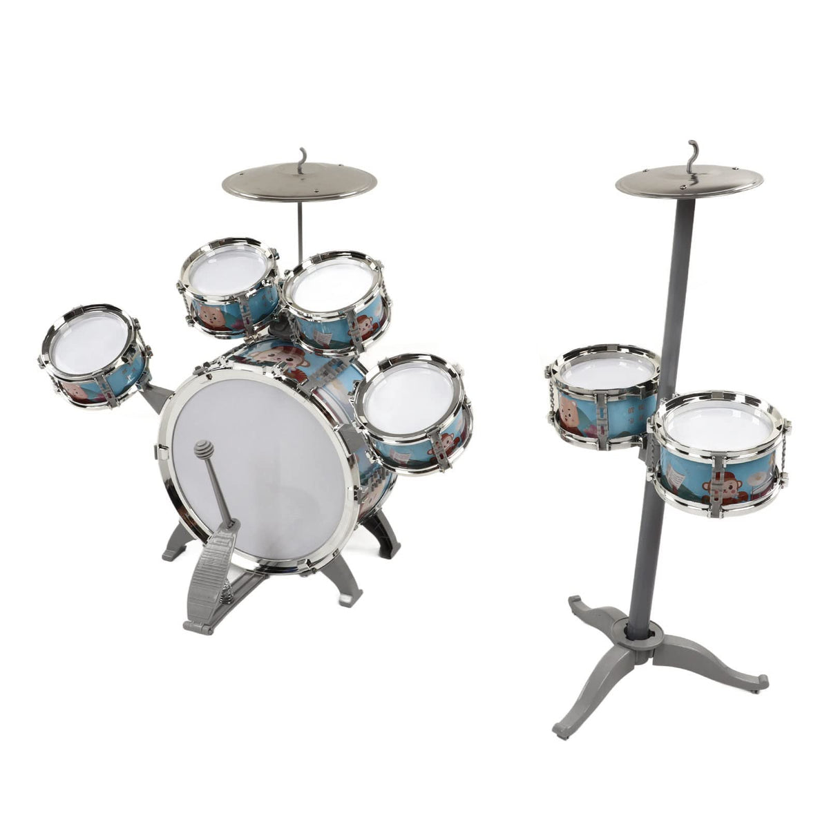 Worem Uniform Vibration Loud Sound ChildrenS Jazz Drum Set With 7 Batteries, Stool, Ages 3+