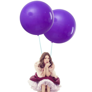 24 Inch Big Round Balloons 7Pcs Thick Giant Balloons For Photo Shoot Wedding Baby Shower Birthday Party Decorations(Purple)
