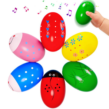 6 Pack Easter Basket Stuffers, Eco-Friendly Woode Percussion Musical Shaker, Toddlers Stocking Stuffers 1-3 Year Old, Montessori