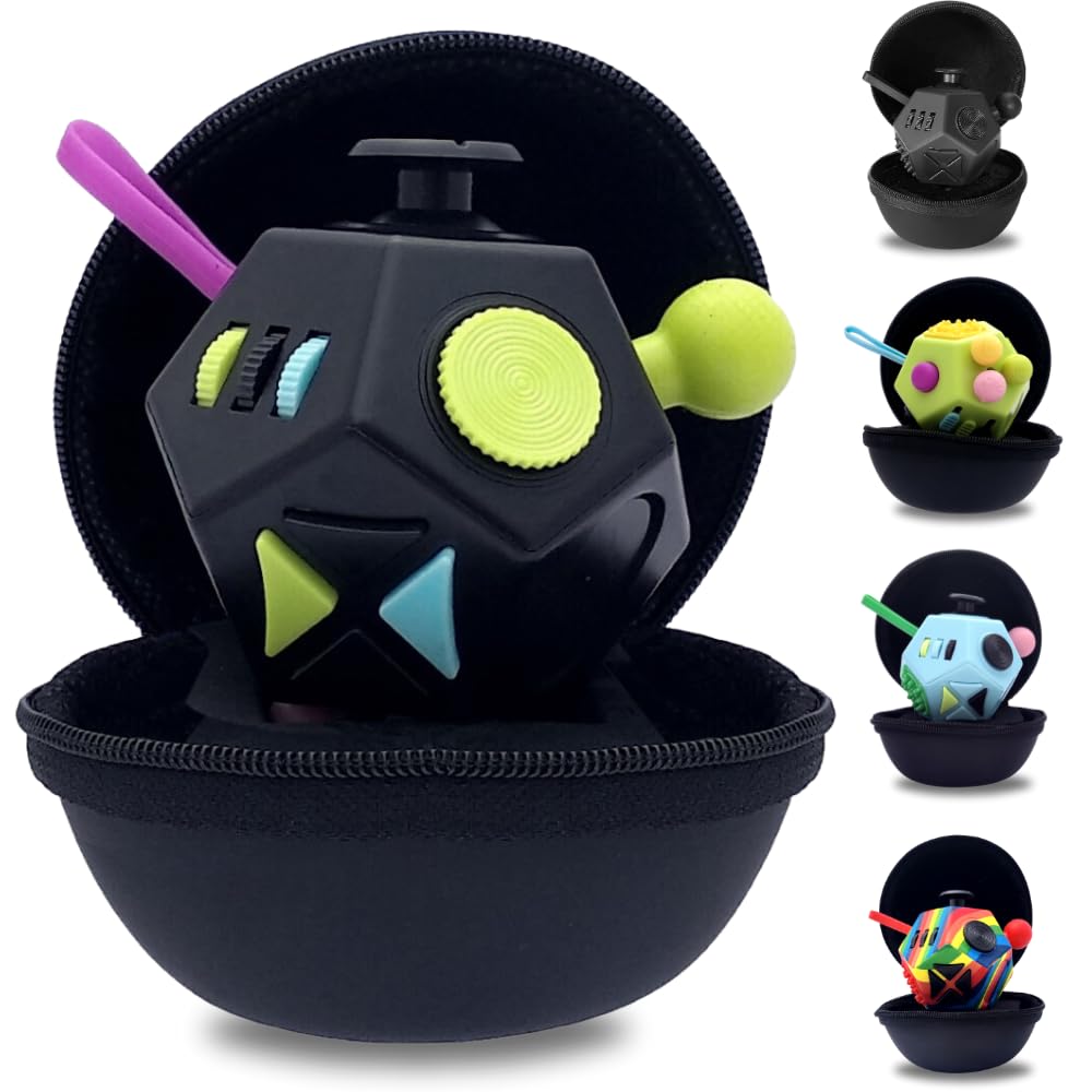 Pilpoc Thefube Fidget Dodecagon Cube - 12 Sided Fidget Cube For Kids And Adults - Audible/Quiet Cube Fidget Toy For Stress Relie
