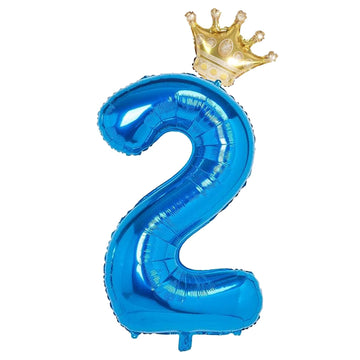 2 Number Balloon Purple 40 Inch Big Foil Crown Helium 2Nd Balloons For 2 Year Old Boy Girl Birthday Party Decorations Wedding An