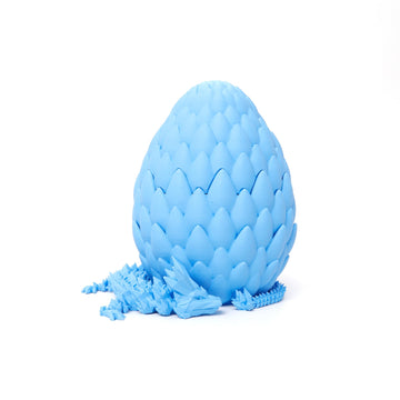 Flavery 3D Printed Dragon Egg - Large Surprise Egg Toy With Candy Blue Flexible Dragon, 3D Printed Gift, Articulated Dragon Egg 