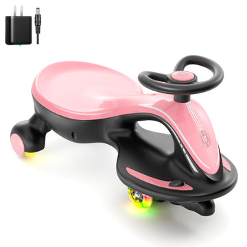 Xjd Electric Wiggle Car Ride On Toy, 2 In 1 Wiggle Car Rechargeable Battery With Anti-Rollover Colorful Light-Emitting Wheel For