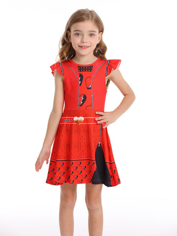 Wonderbabe Girls Rise Red Dress Descendants Costumes Little Kids Birthday Christmas Costume Kids Movie Cosplay Clothes Outfit Size 5-6T