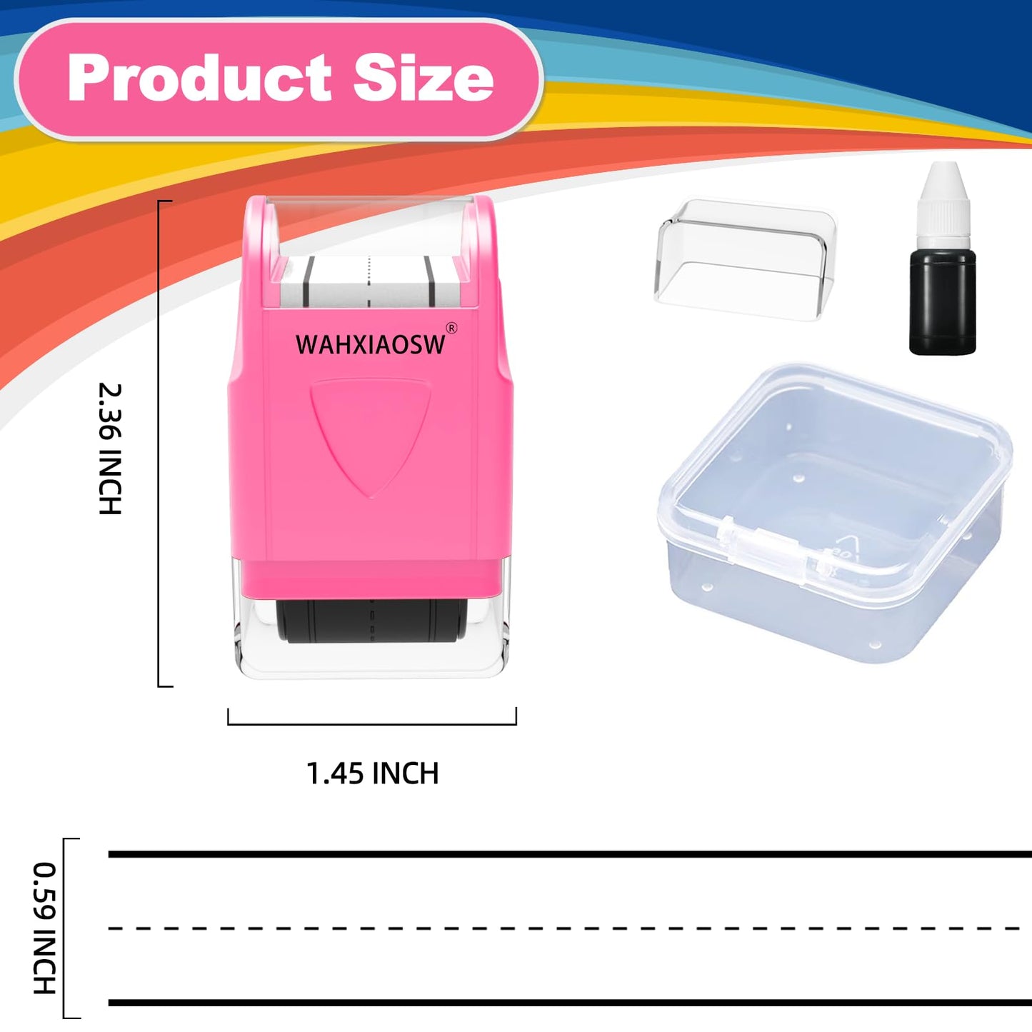 Handwriting Lines Stamp Roller Self-Inking Line Rolling Stamps Handwriting Practice Tool For Teachers Kids Kindergarten (Pink+Purple)